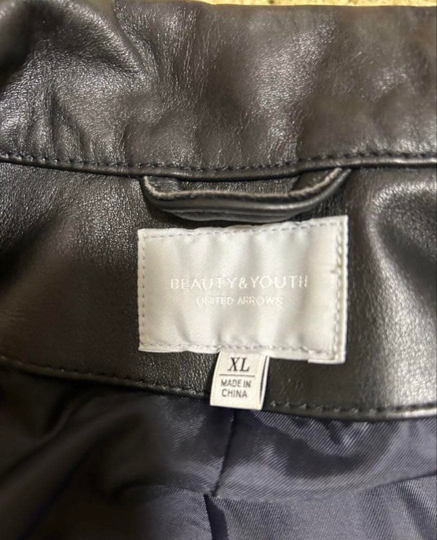beauty&youth レザーライダース　ブラック　xl