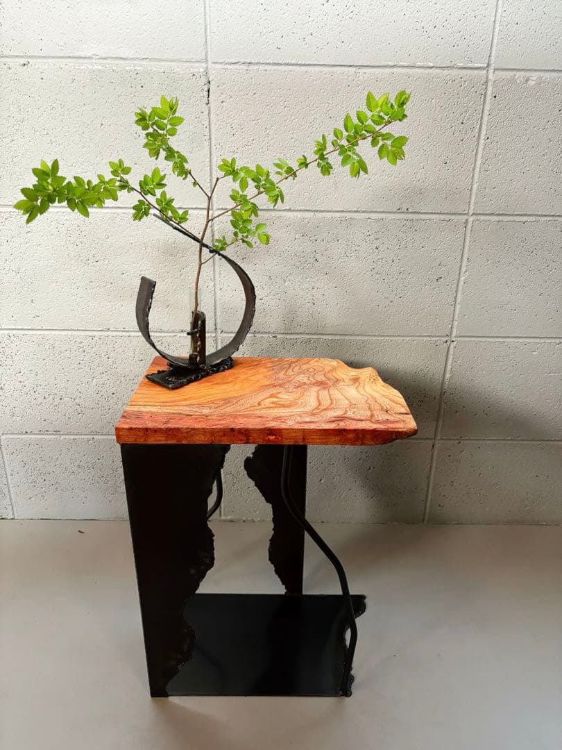 欅サイドテーブルコーヒーテーブルナイトテーブル観葉植物置き飾り台インダストリアル