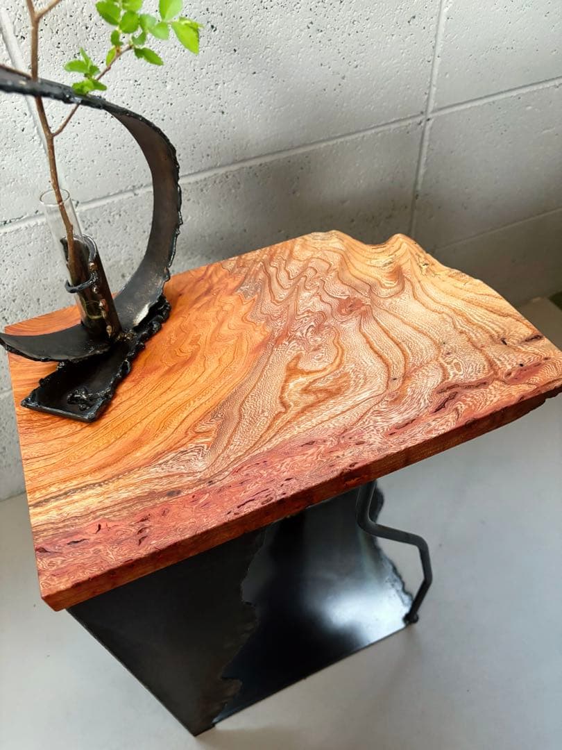 欅サイドテーブルコーヒーテーブルナイトテーブル観葉植物置き飾り台インダストリアル