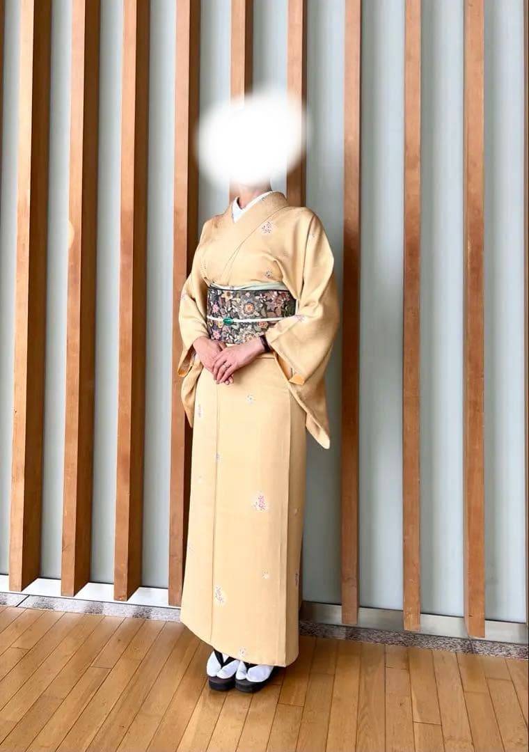 黄色 加賀友禅 飛び柄小紋 トールサイズ