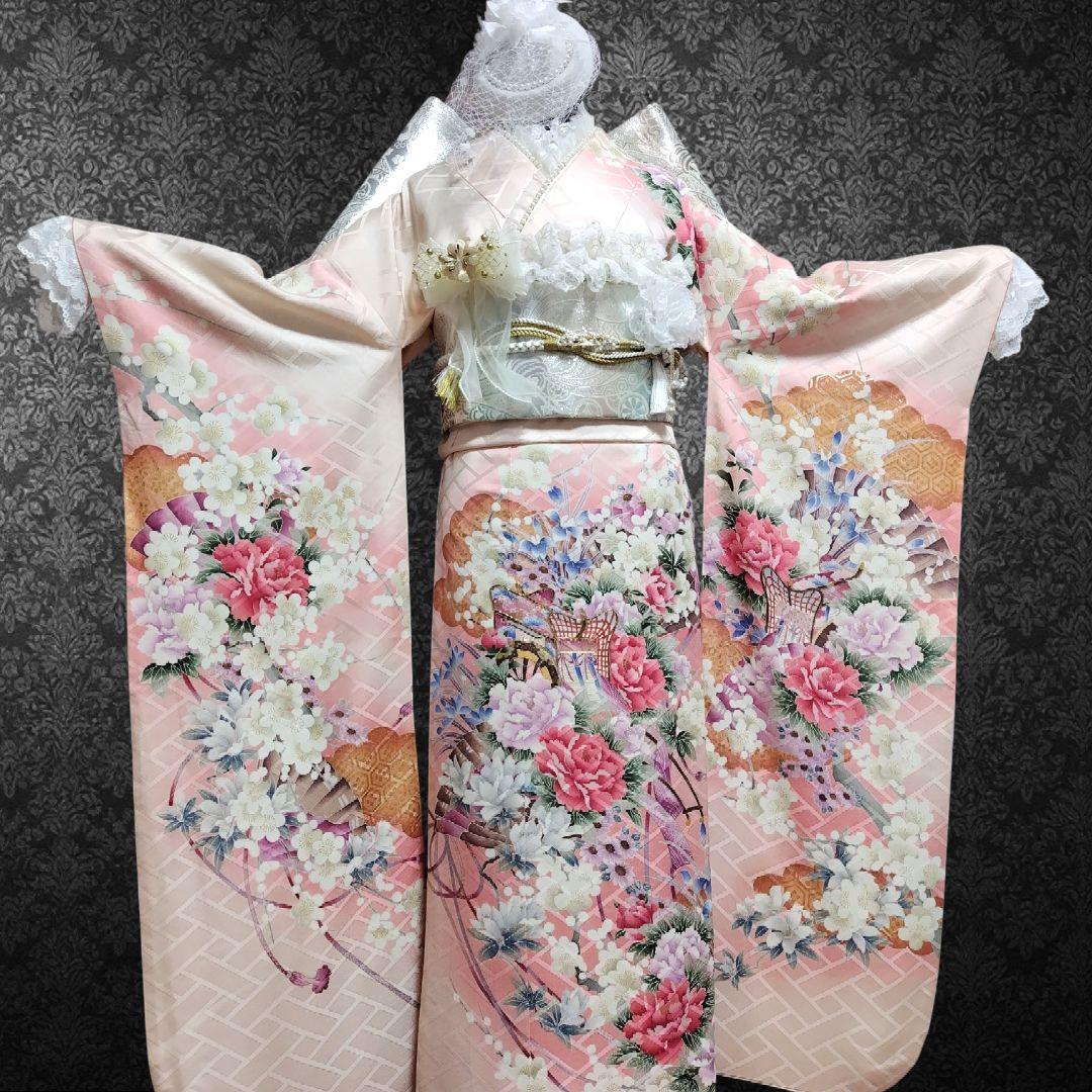 振袖フルセット(8点)・成人式・落款有り・作家物・くすみ・ピンク・胴裏正絹