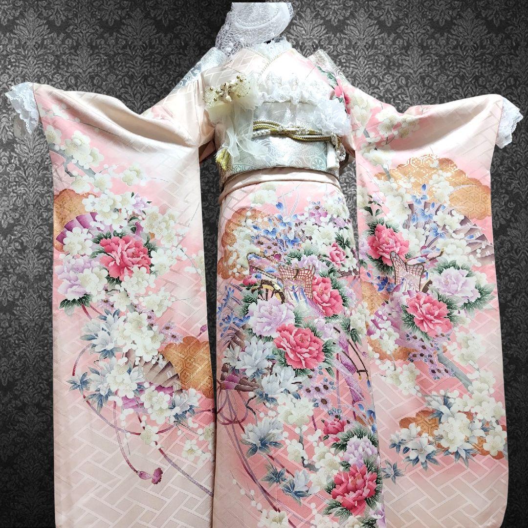 振袖フルセット(8点)・成人式・落款有り・作家物・くすみ・ピンク・胴裏正絹