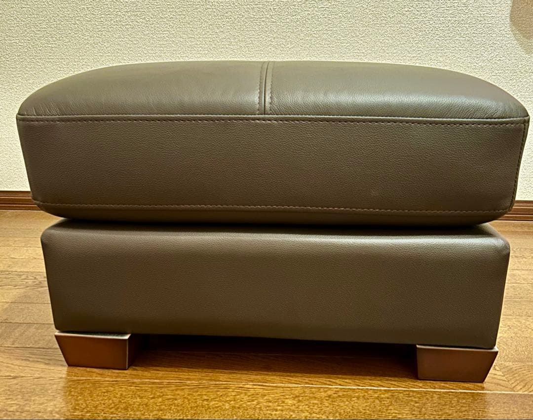 ダークブラウン レザー オットマン 正方形