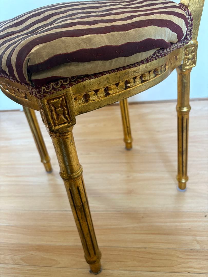 アンティークチェア　サロンチェア　ダイニングチェア　ゴールド　当時物　②