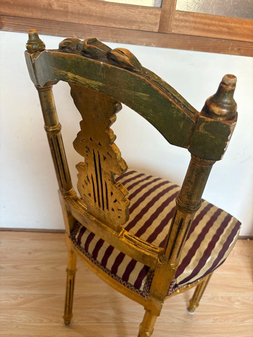 アンティークチェア　サロンチェア　ダイニングチェア　ゴールド　当時物　②