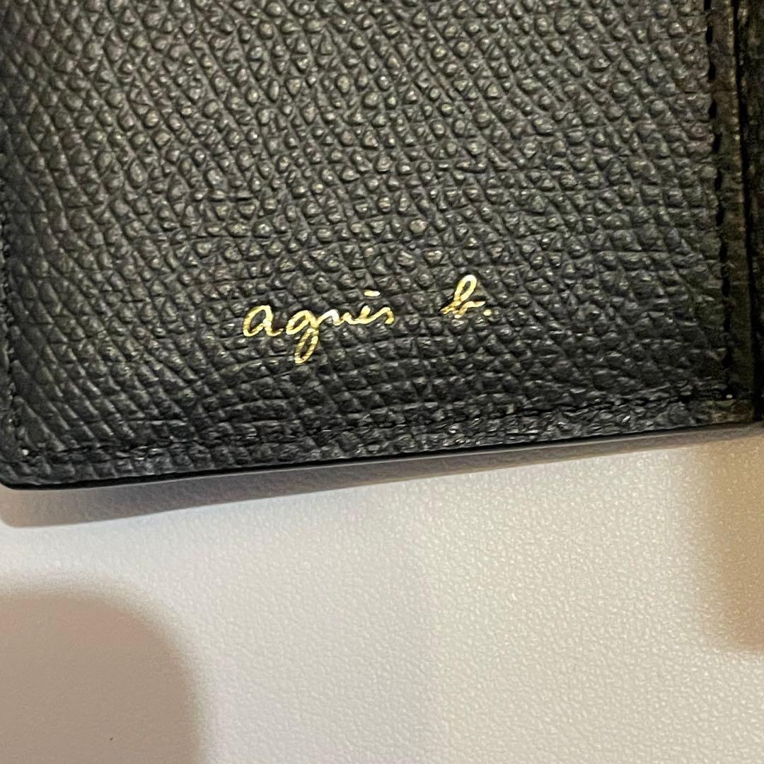 新品未使用✨agnes b. 折り財布 三つ折り ロゴ金具 レザー ブラック