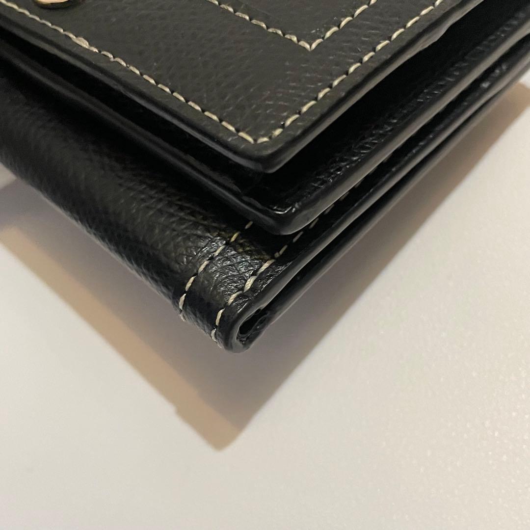 新品未使用✨agnes b. 折り財布 三つ折り ロゴ金具 レザー ブラック