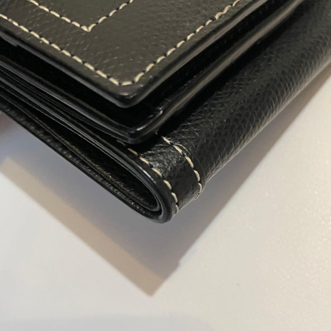 新品未使用✨agnes b. 折り財布 三つ折り ロゴ金具 レザー ブラック