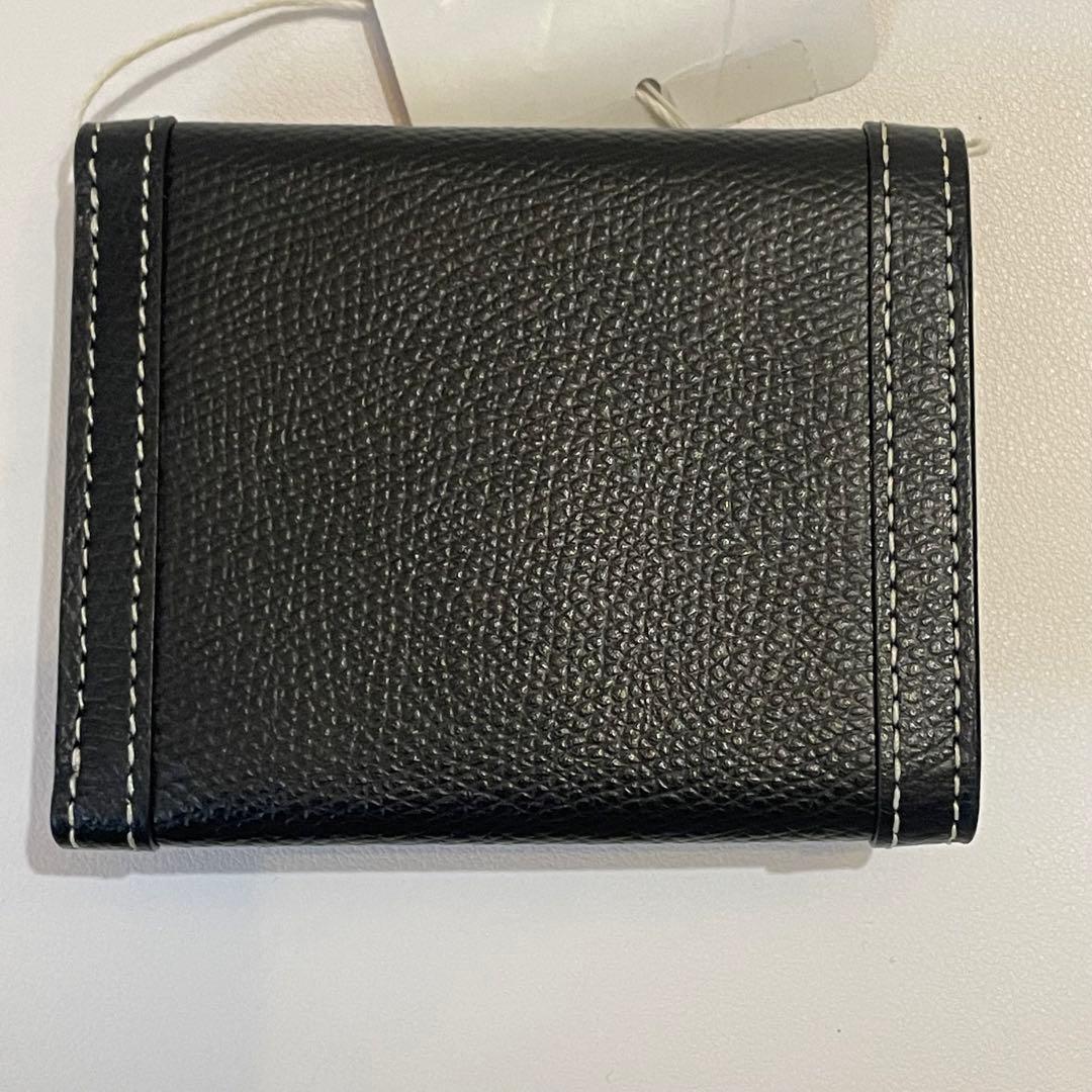 新品未使用✨agnes b. 折り財布 三つ折り ロゴ金具 レザー ブラック