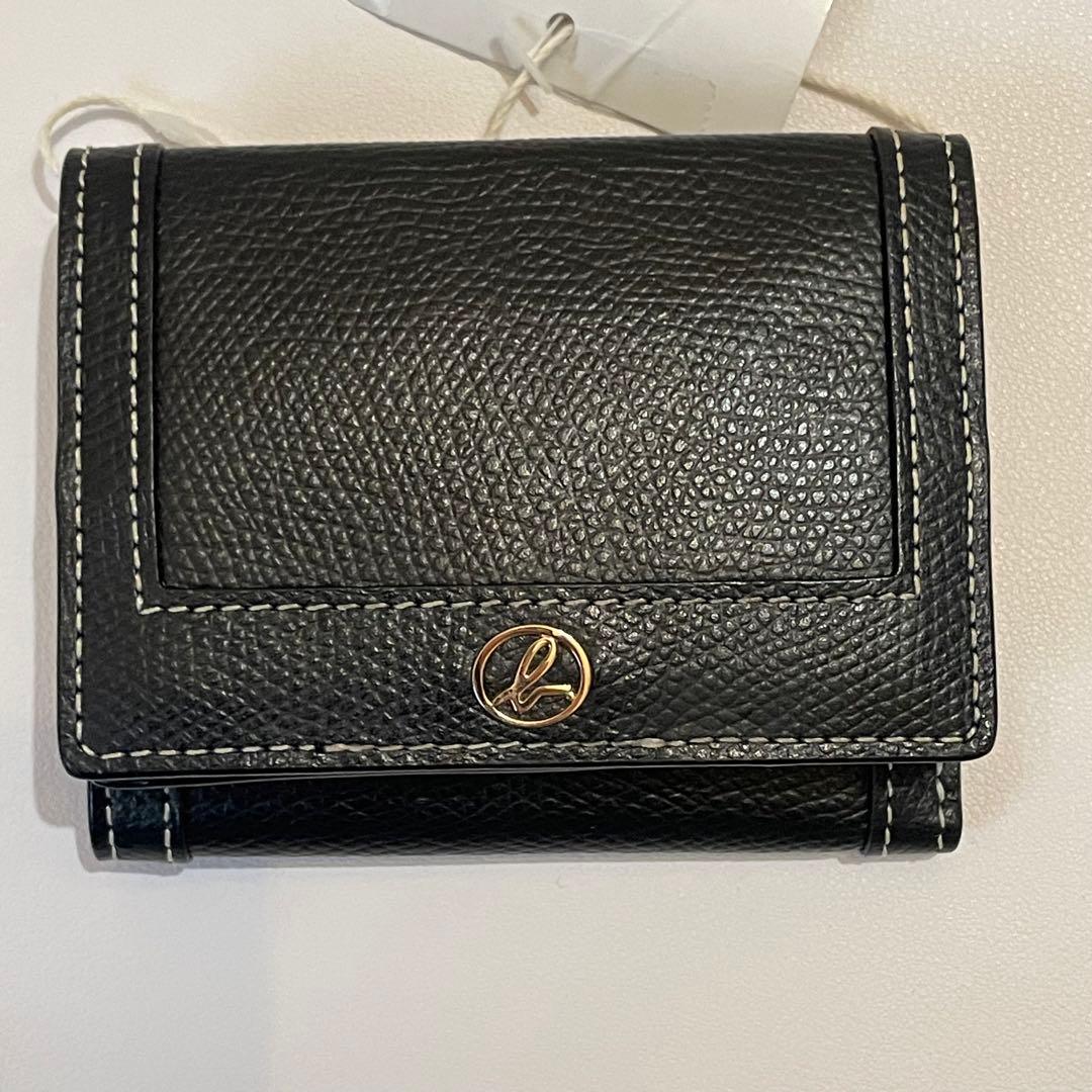 新品未使用✨agnes b. 折り財布 三つ折り ロゴ金具 レザー ブラック