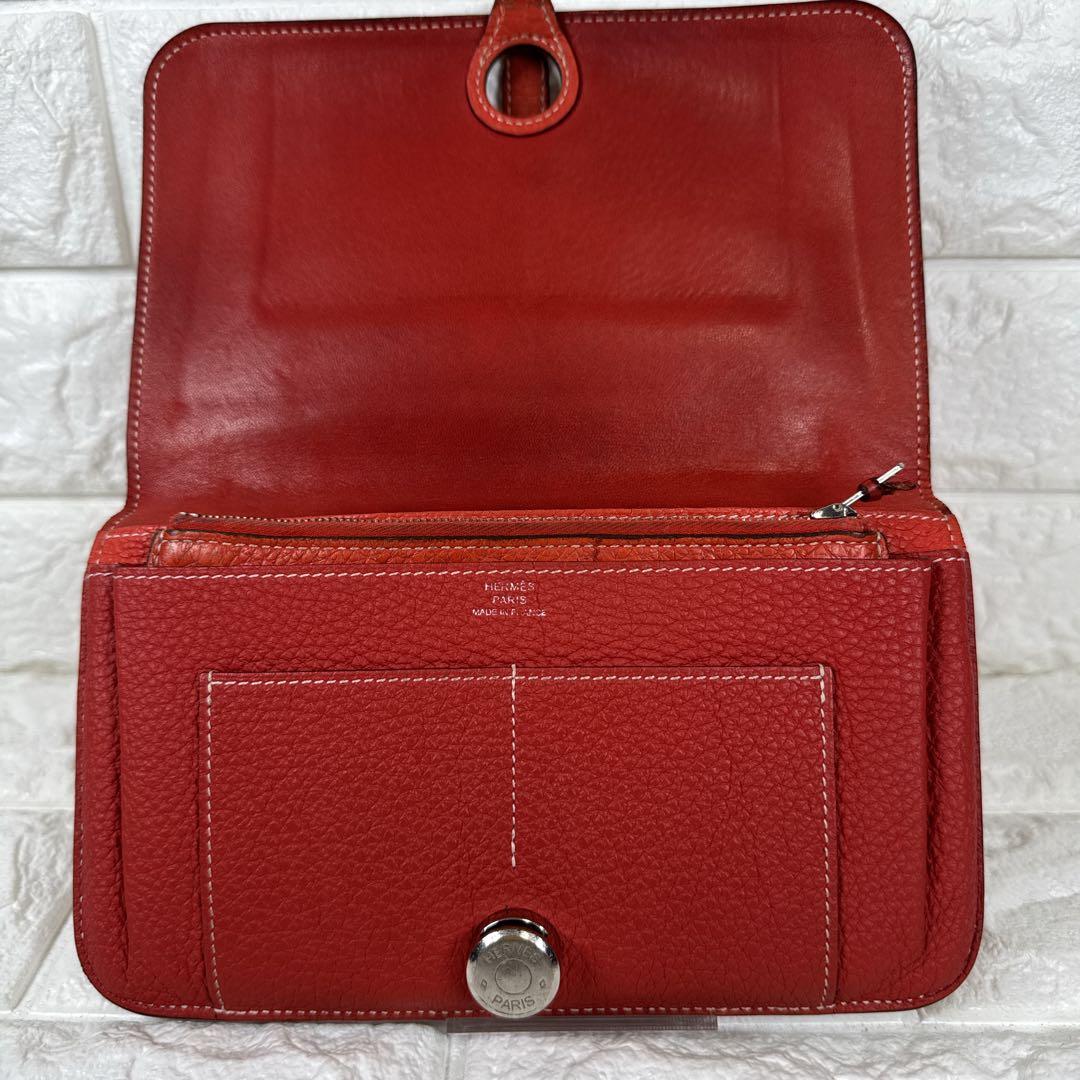 ゆう♤割引、様 HERMES ドゴン GM レッド レザー □Q刻印 エルメス