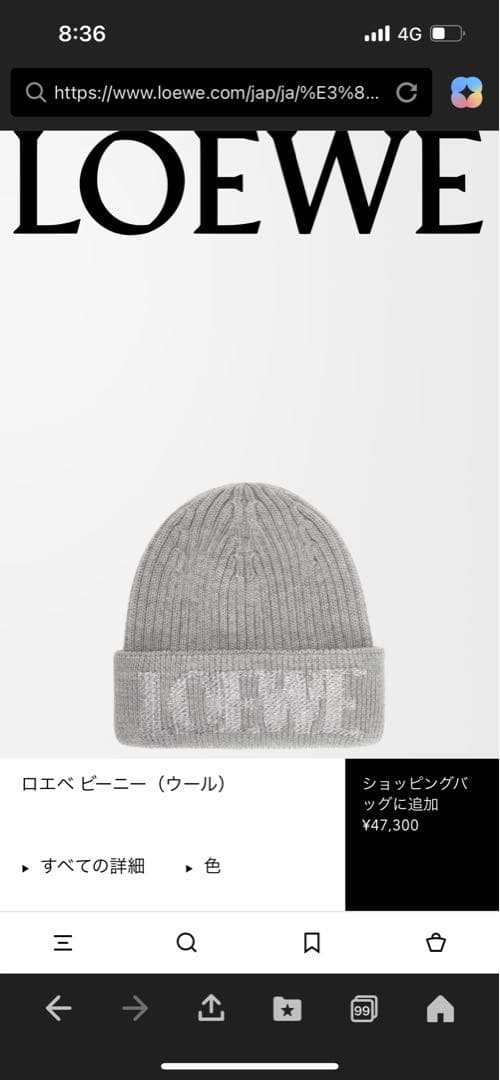 LOEWE グレー ニット帽