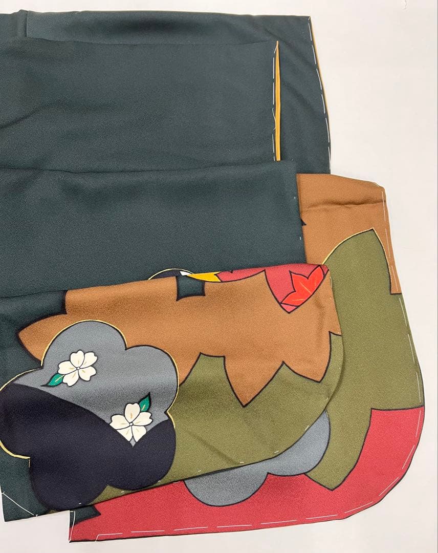 振り袖　フルセット　 玄才　金彩　しつけ付　成人式　深緑　全通長尺袋帯　590