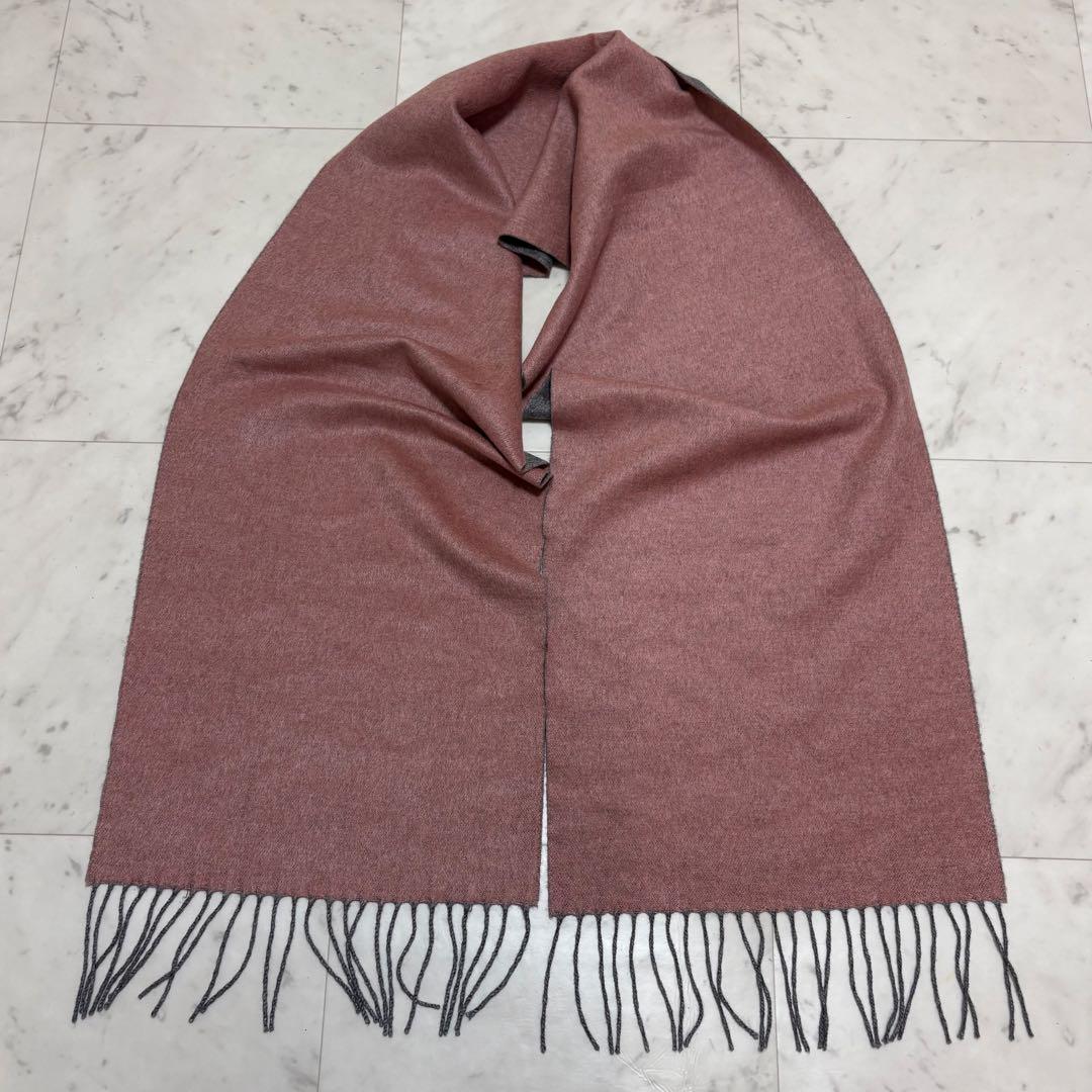 美品 ピアチェンツァ カシミヤ シルク マフラー ストール くすみピンク グレー