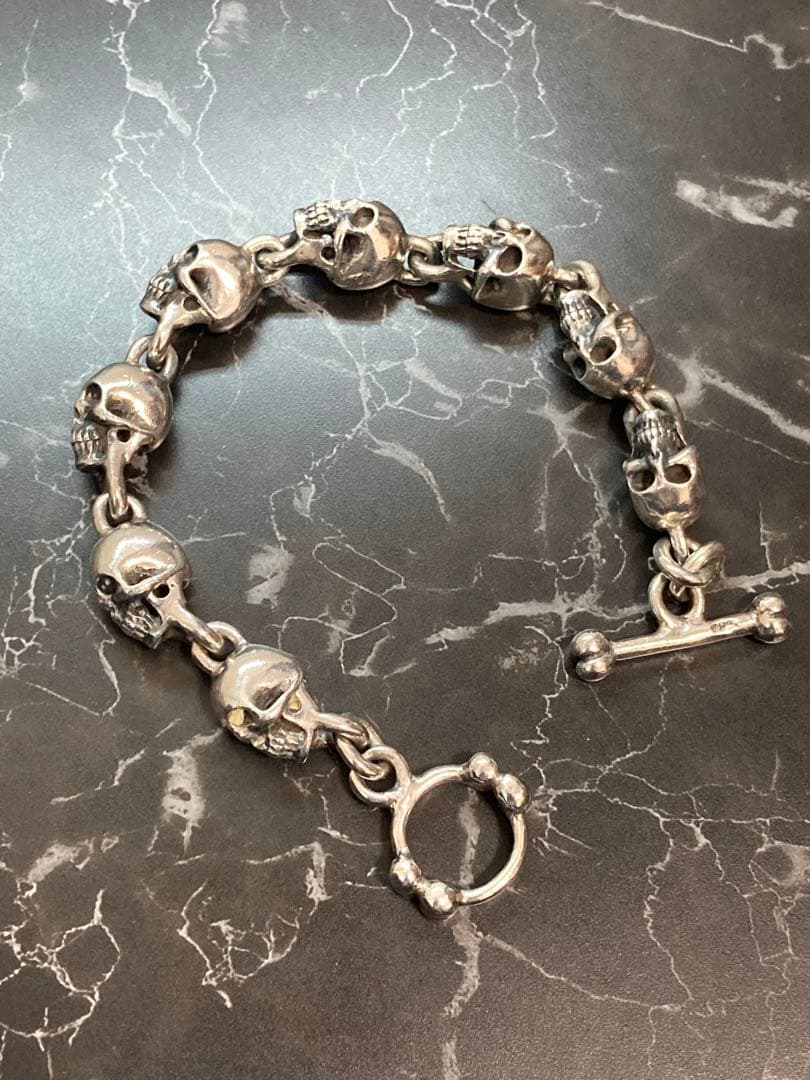 [54] Silver950 / SKULL 8連 ブレスレット ヴィンテージ