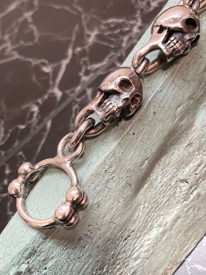 [54] Silver950 / SKULL 8連 ブレスレット ヴィンテージ