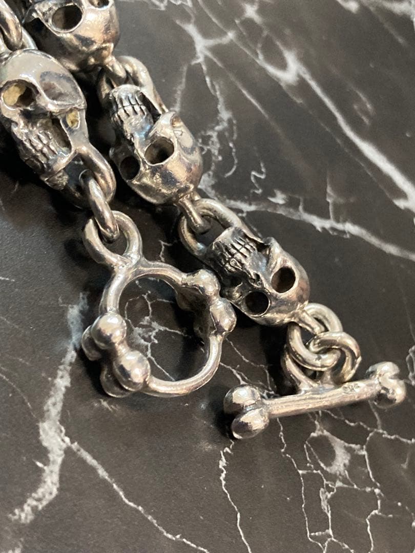 [54] Silver950 / SKULL 8連 ブレスレット ヴィンテージ