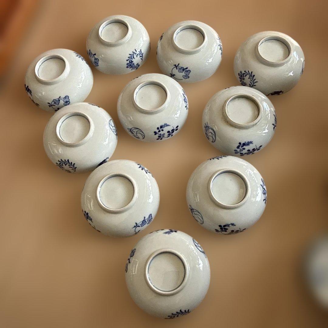 平安　喜泉造　七草模様　鉢　小鉢　中附　白泉　陶工白泉