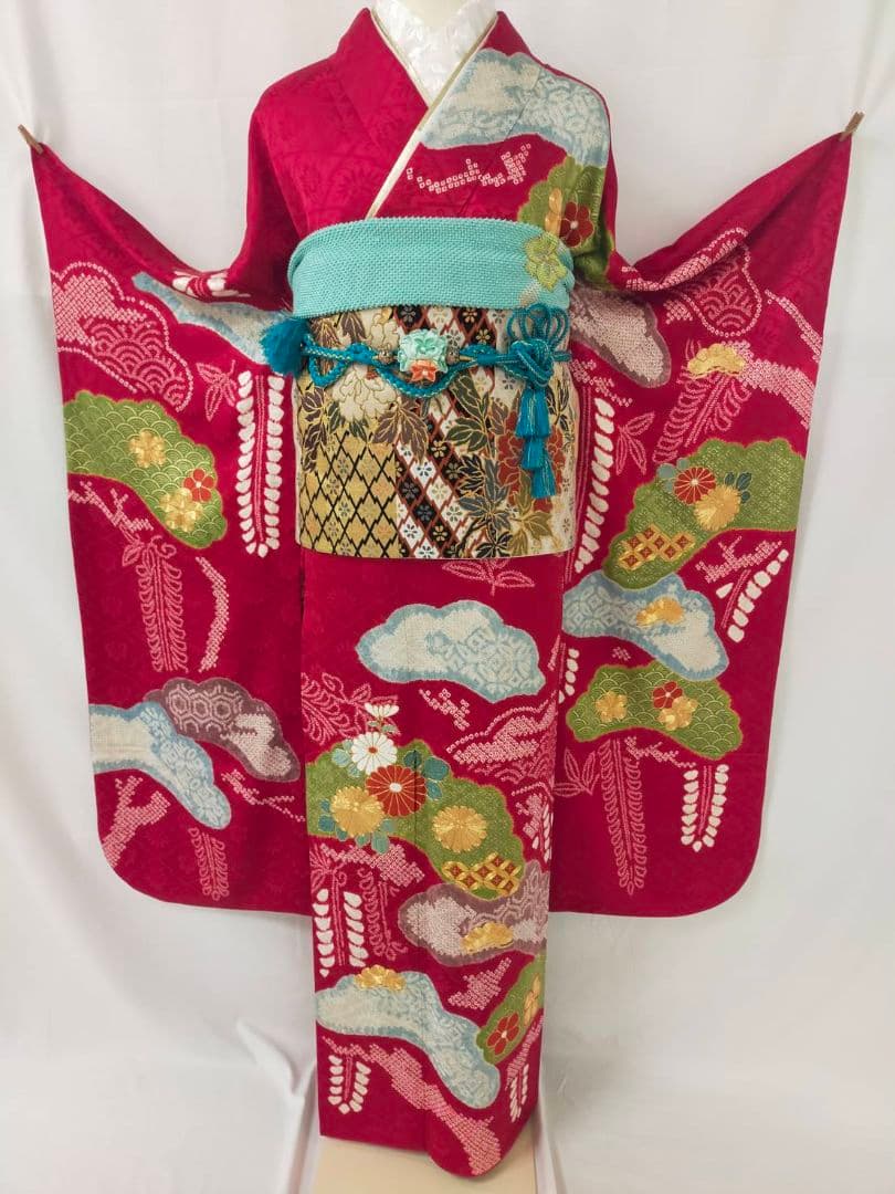 売約済み【WA-Modern】★★正絹　桶絞り　京友禅　振袖単品★★