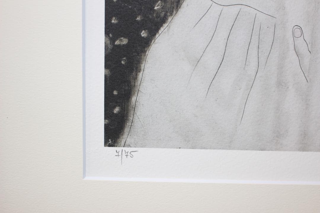 藤田嗣治 エスタンプリトグラフ「白い頭巾の少女」販売証明書付き 7/75