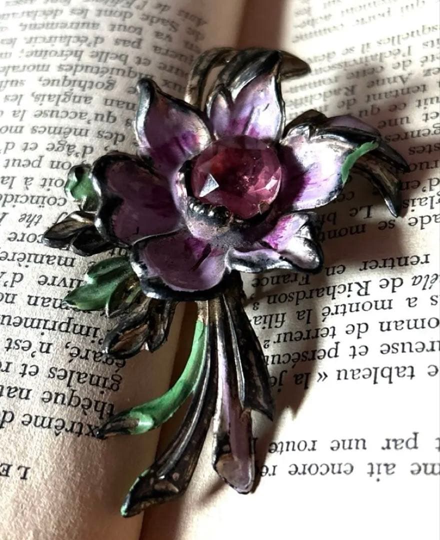 ★専用★3059ヴィンテージ☆エナメル/クレマチス/ブローチ他2点