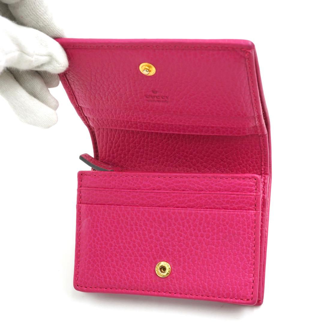 ✨未使用展示品✨　GUCCI ミニ財布　マーモント　GGロゴ 二つ折り　ピンク