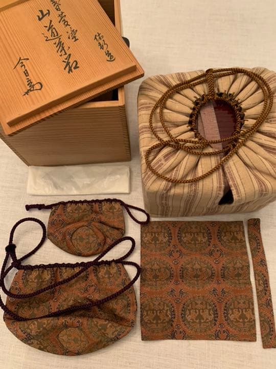 岩井佑軒作　春慶塗山道茶箱　今日庵書付け