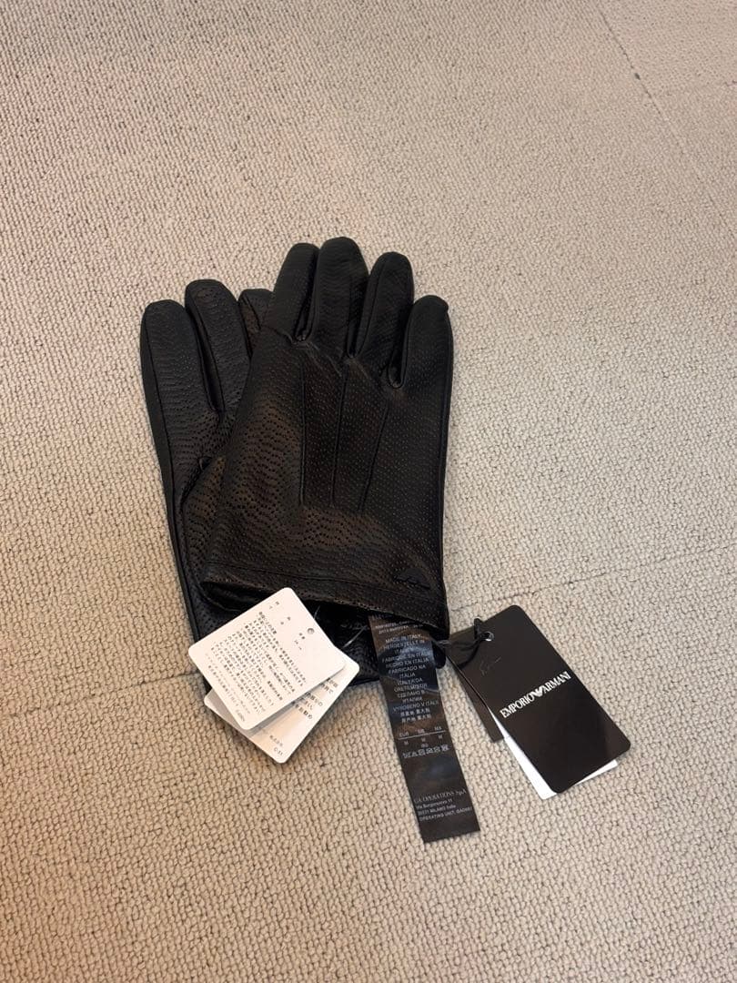 ARMANI 黒 メッシュグローブ 合成繊維