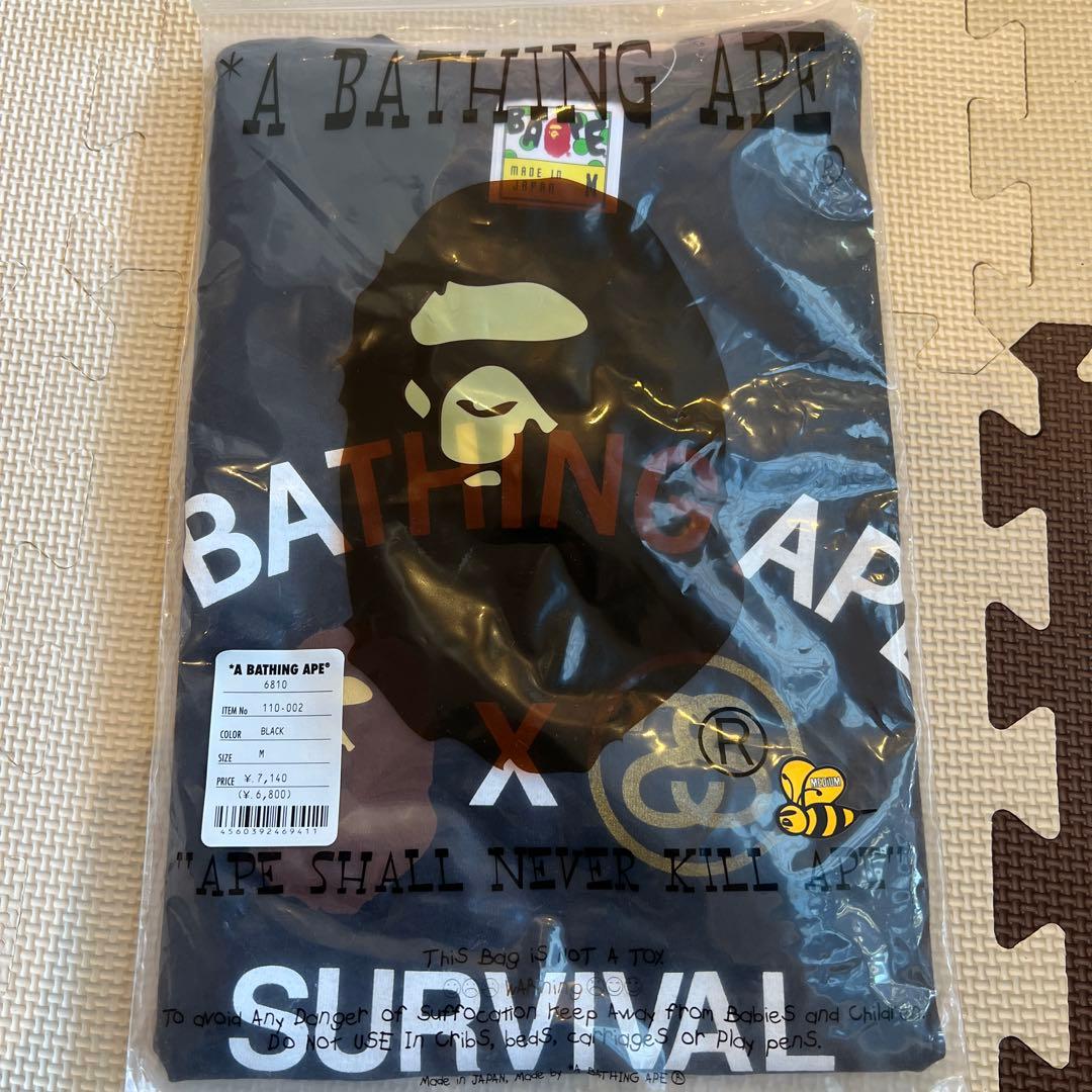 A BATHING APE ×stussyコラボTシャツ ブラックM