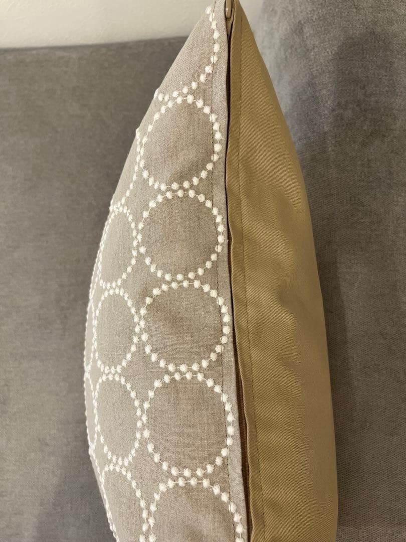 ミナペルホネン　ハンドメイドクッションカバー★タンバリン ベージュxホワイト