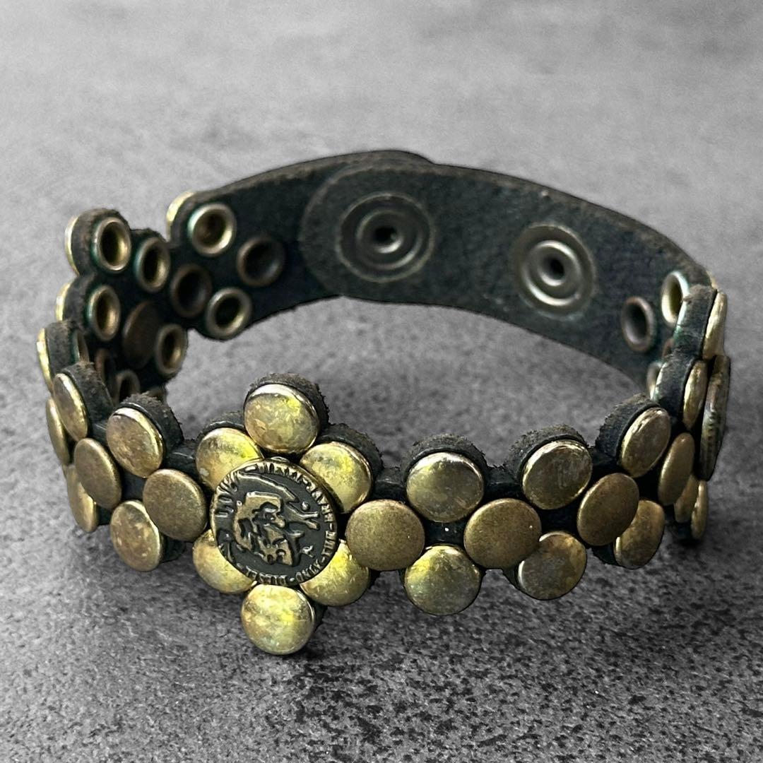 超希少✨DIESEL y2k 00s ブレイブマン スタッズ　レザーブレスレット