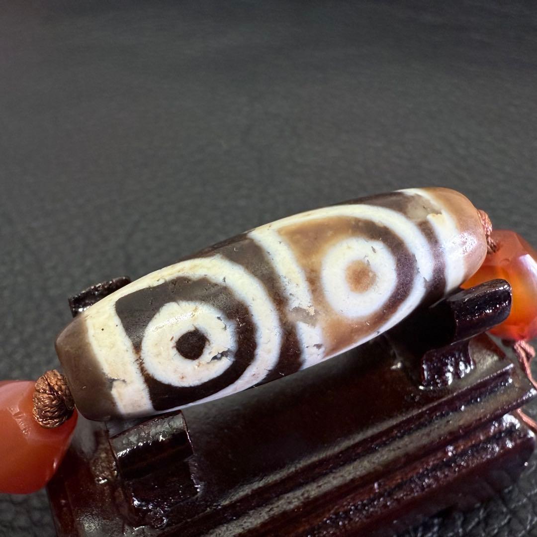 チベット　西蔵　変形四眼天珠 ジービーズ ancient 朱砂 老天