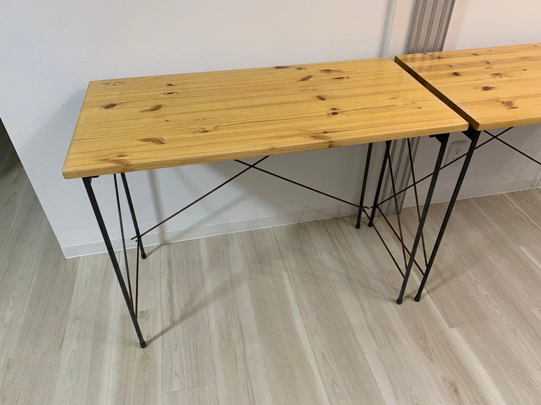 ナチュラルウッド ダイニングテーブル 2個セット(折りたたみ可)