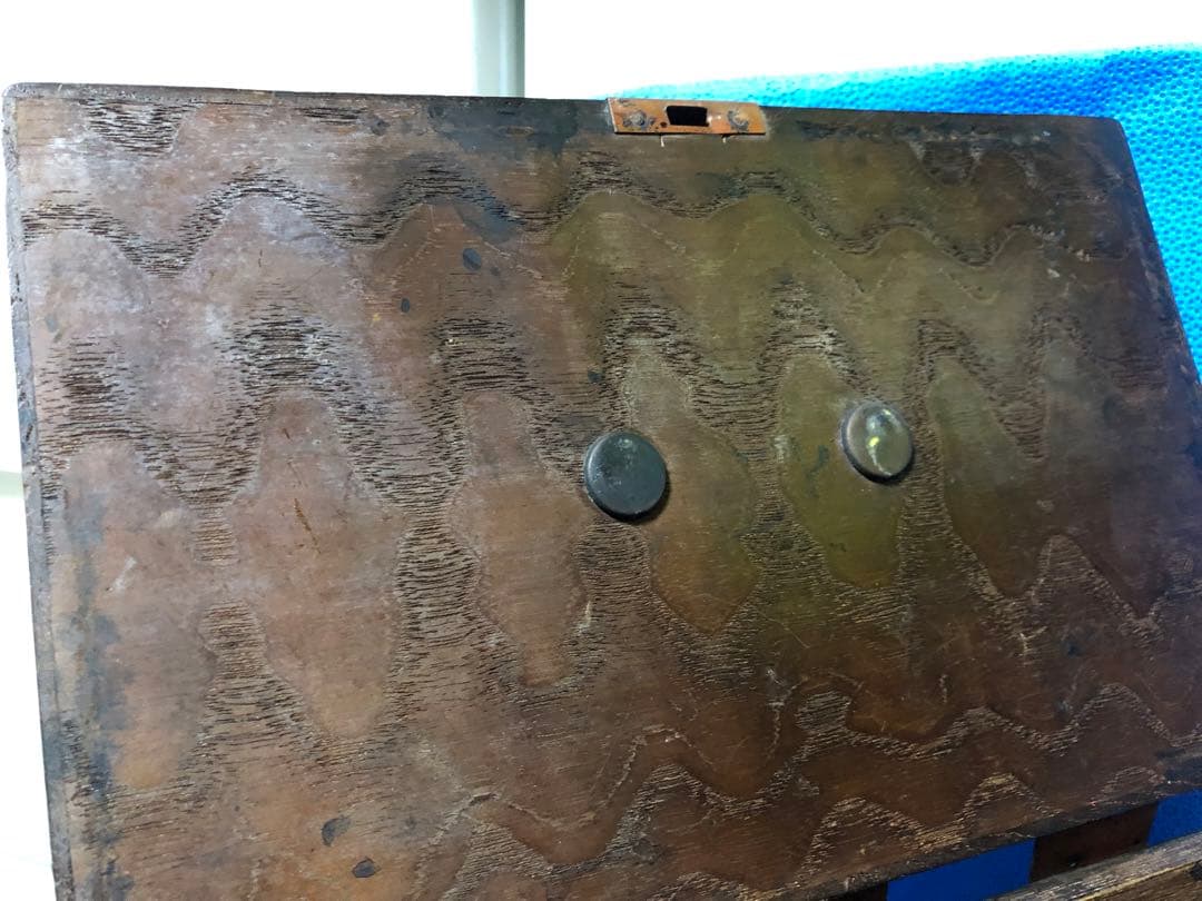 掛け硯箱　古道具　骨董　アンティーク　江戸明治大正時代　硯そろばんなど小物付