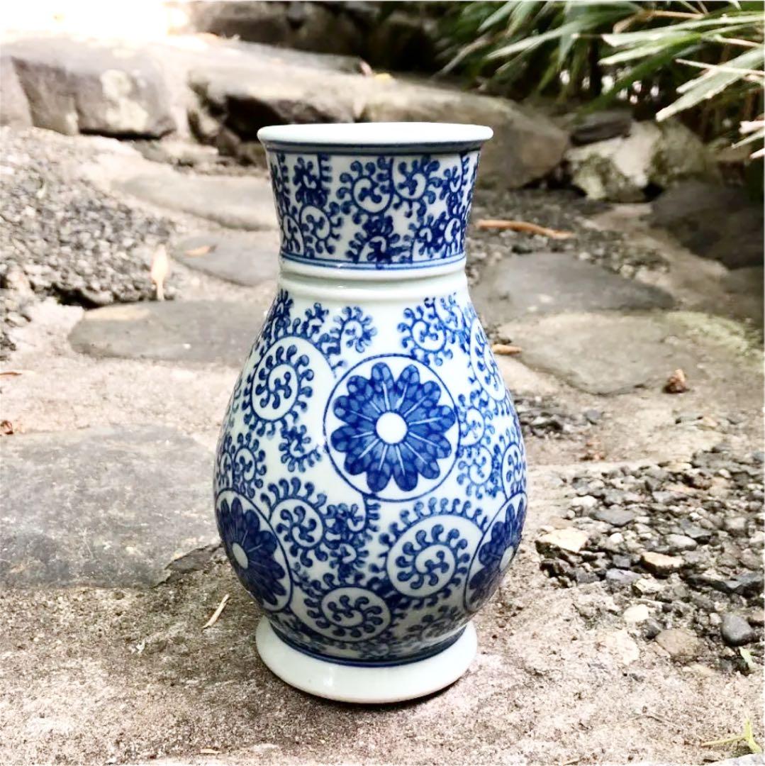 値下げ！古道具 骨董 中国唐物 染付 花入 花器 大清乾隆 印