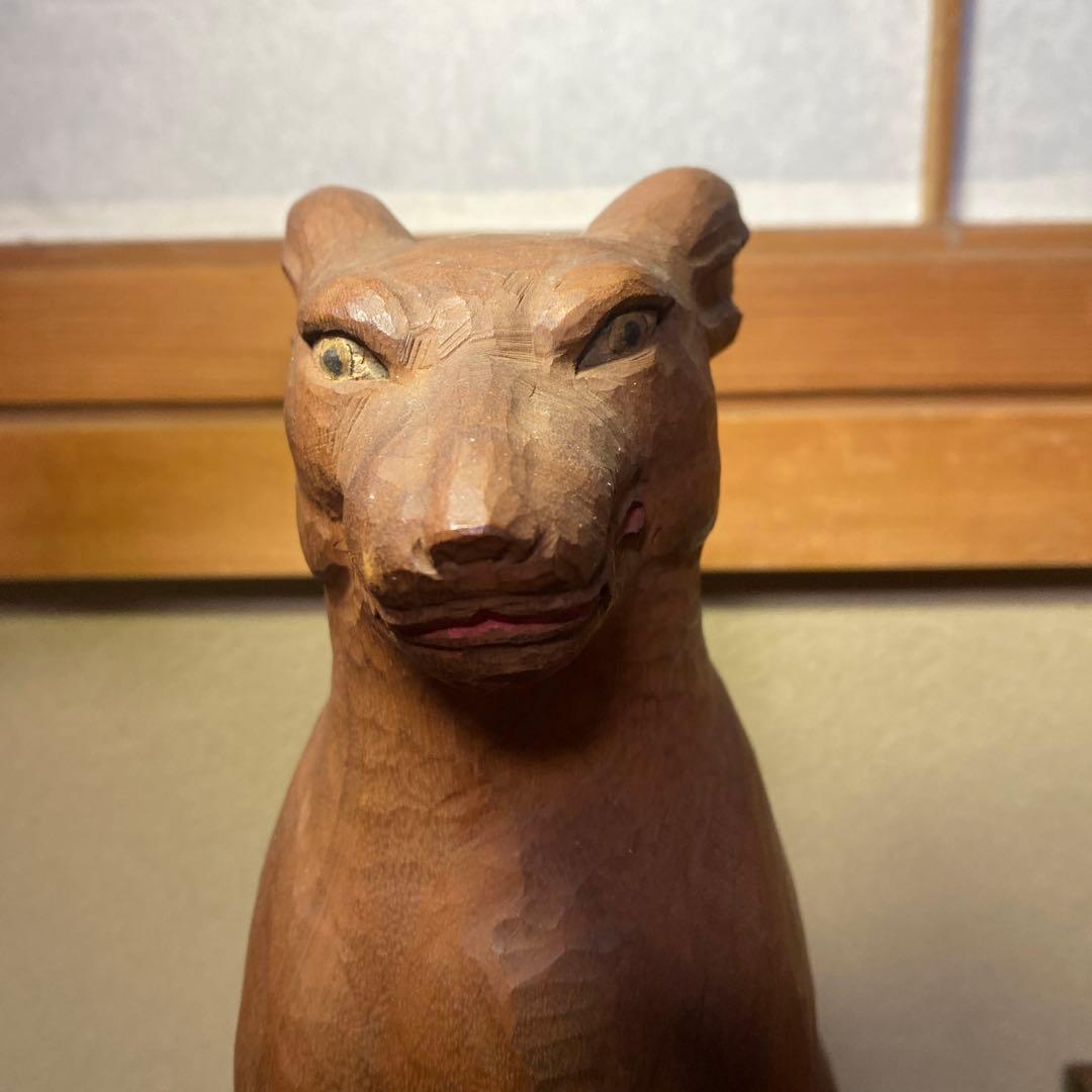 仏師　立川金禄作　木彫狛犬一対セット