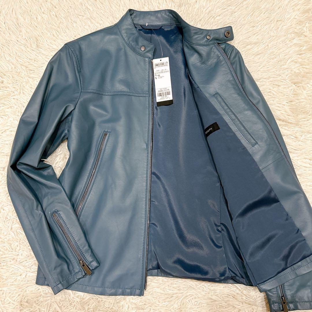 2023年　新品　ジョゼフ　シングルライダース　レザージャケット　ブルゾン　青