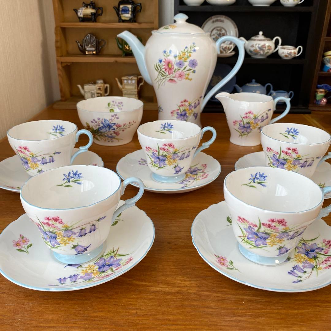 シェリー　ワイルドフラワー　色とりどりの野花が可愛い　コーヒーセット　デミタス