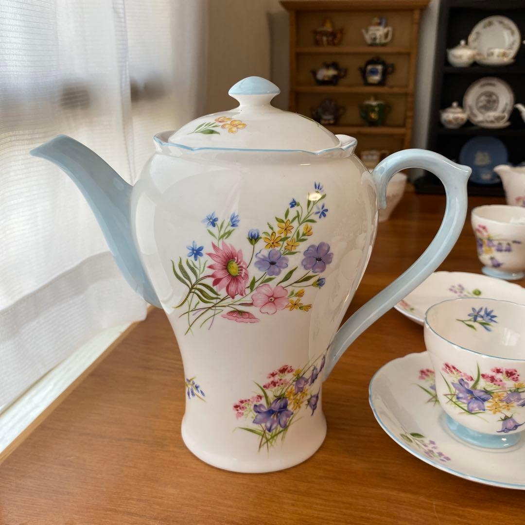 シェリー　ワイルドフラワー　色とりどりの野花が可愛い　コーヒーセット　デミタス