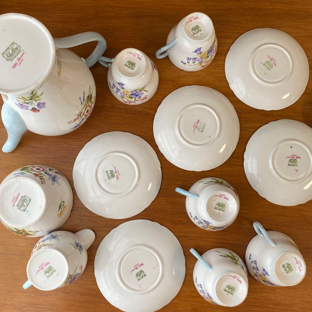 シェリー　ワイルドフラワー　色とりどりの野花が可愛い　コーヒーセット　デミタス