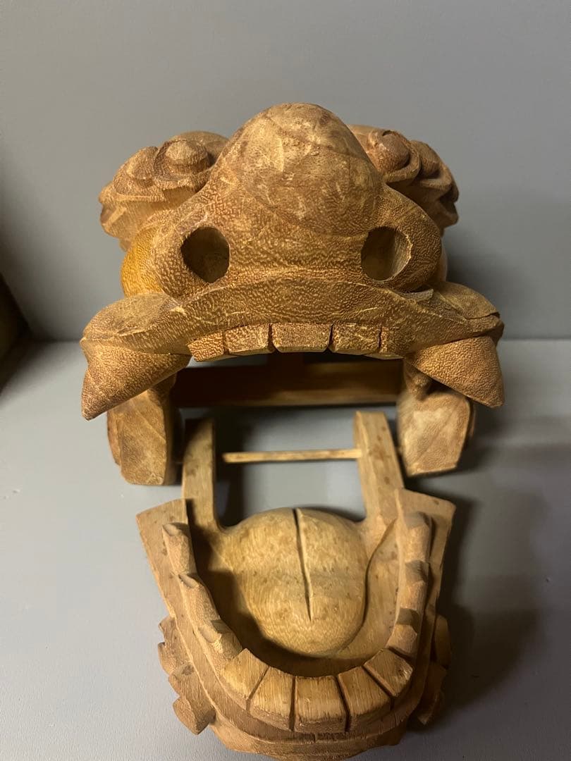 木製 獅子頭　高級手彫り　彫刻　26