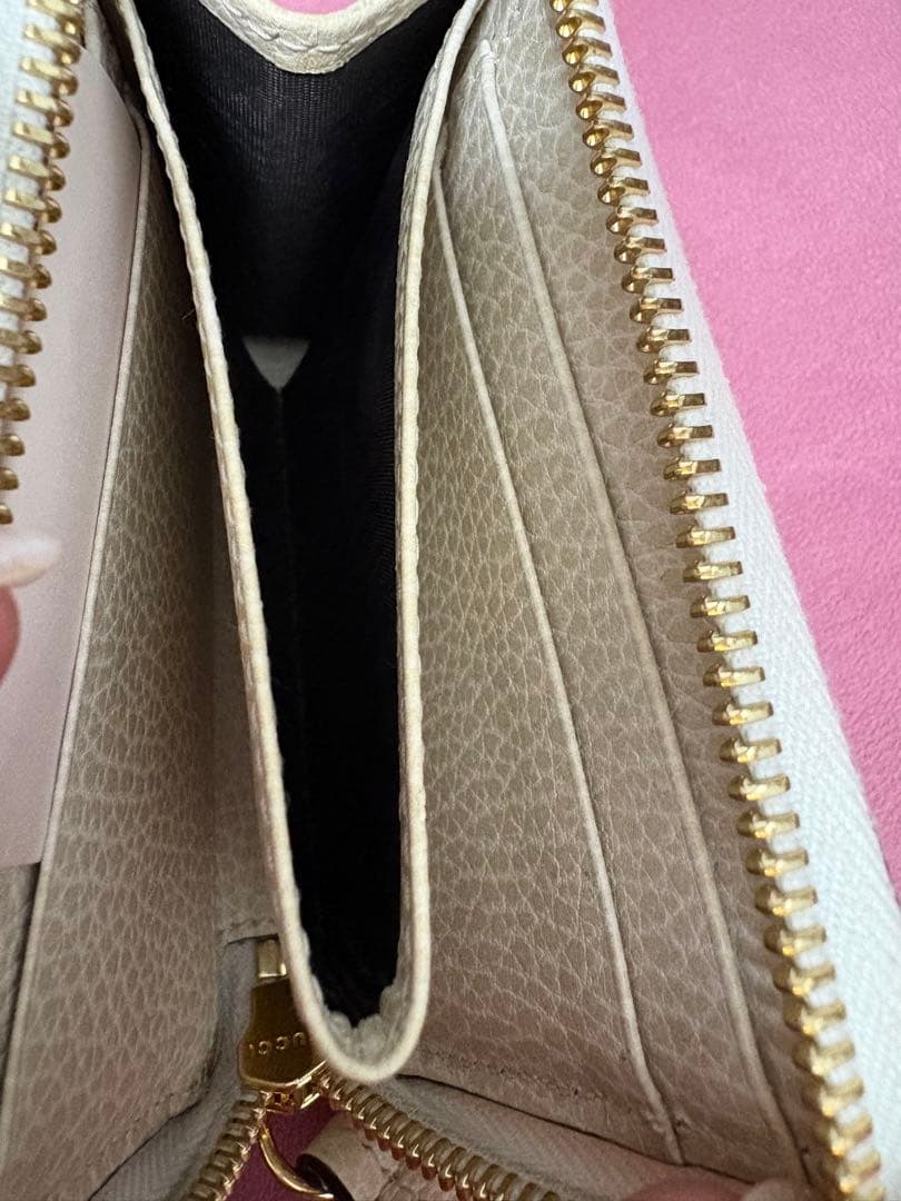 Gucci グッチGGロゴ L字ファスナーミニ財布ホワイト