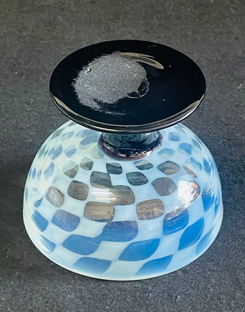 大正ロマン　脚黒市松模様氷コップ