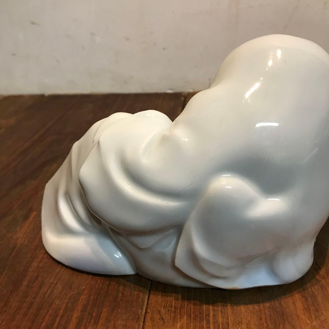 美品　陶器　慈山伯　猩々　白磁　置物　オブジェ　当時物　丁寧な作り