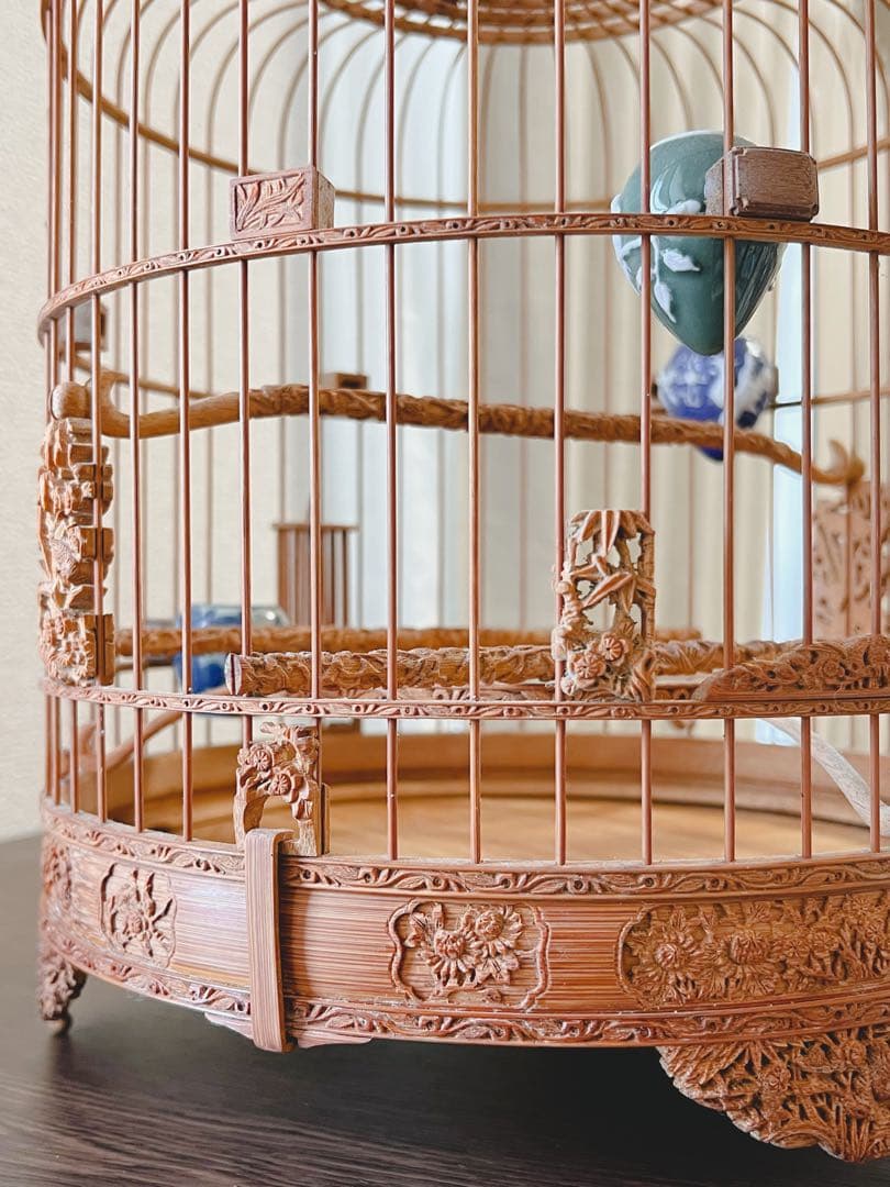 【蔵出し出品】アンティーク彫刻の鳥籠