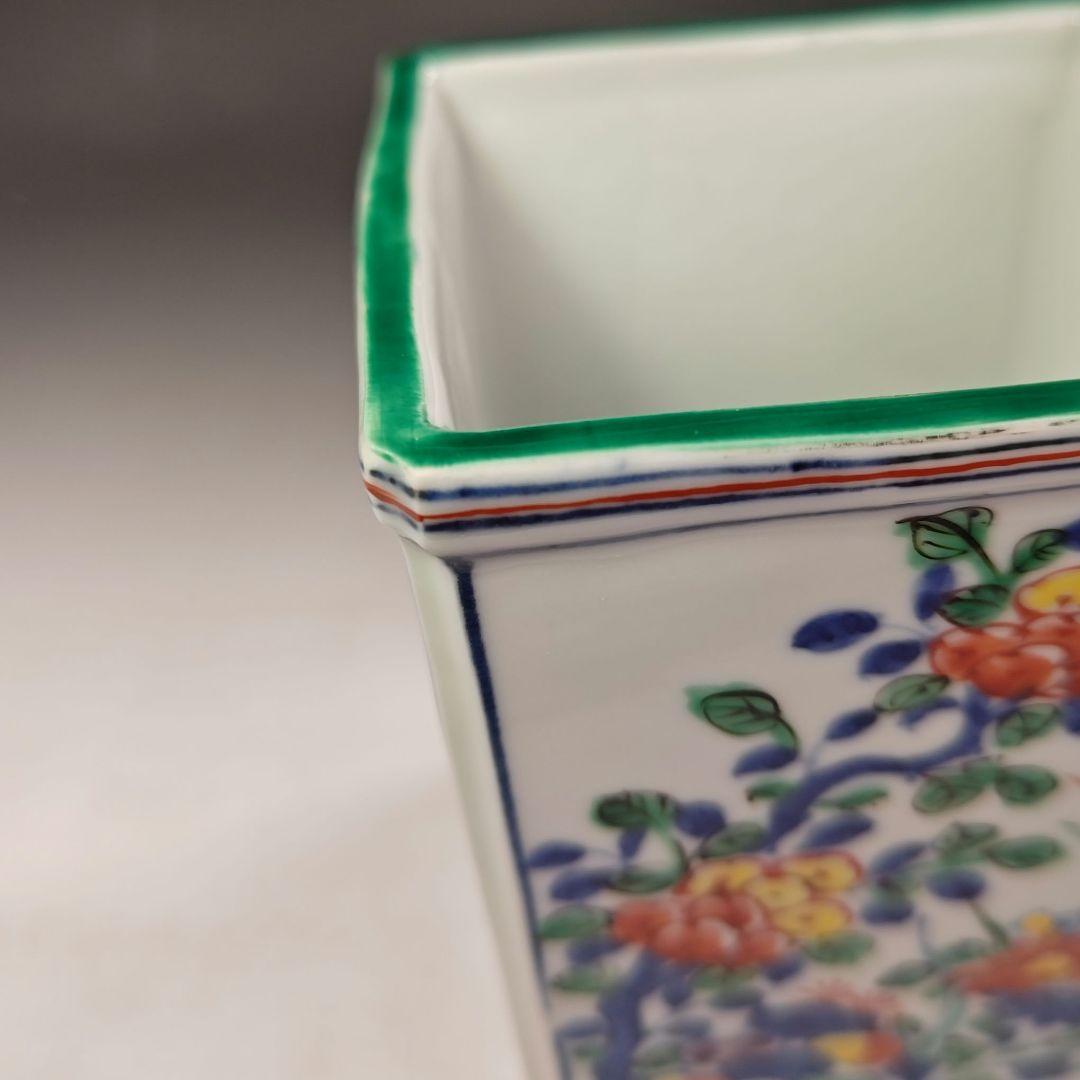 イ650 水指『平安正阿弥造』『色絵四方花鳥之図　水指　共箱』茶道具