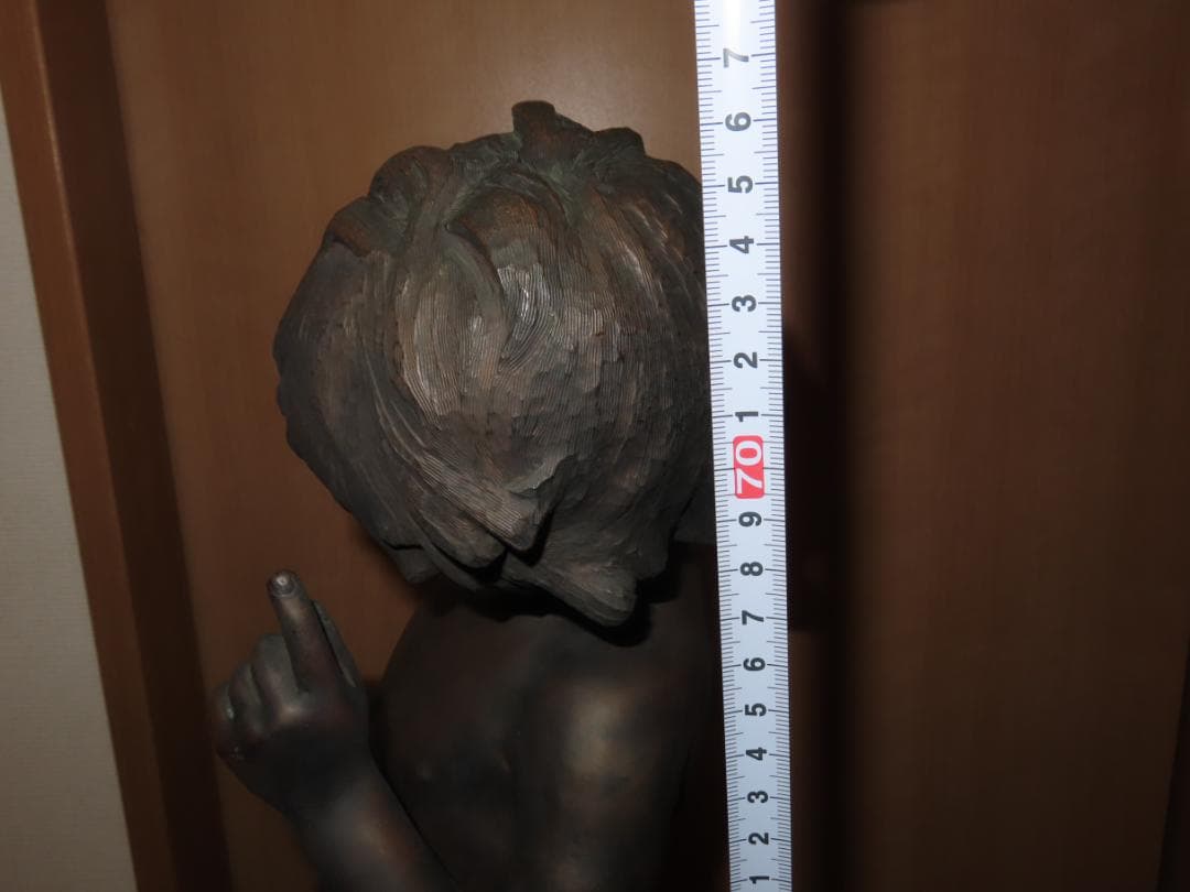 フランス彫刻家オーギュスト・モロー「少年と小鳥」 ブロンズ像　銅像　引き取り限定