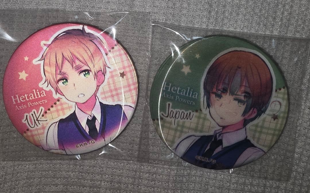 ヘタリア アニメガ チェンジ缶バッジ イギリス 日本 セット