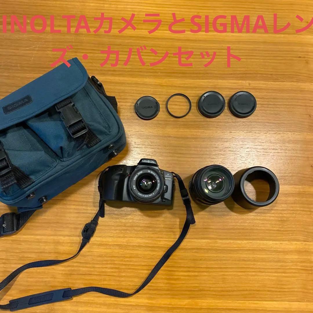 Japan MINOLTA一眼レフカメラα303si SIGMAレンズとカバン
