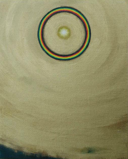 油絵 菅家令子 絵 絵画インテリア 額付(銀) F3-G112023 風景祈希望